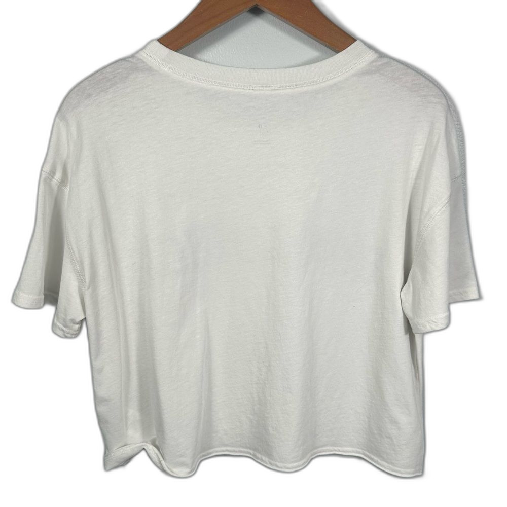 Z Supply Off-White Gym & Juice Vintage Inspired Graphic Cropped Tee Size Small - Picture 4 of 15